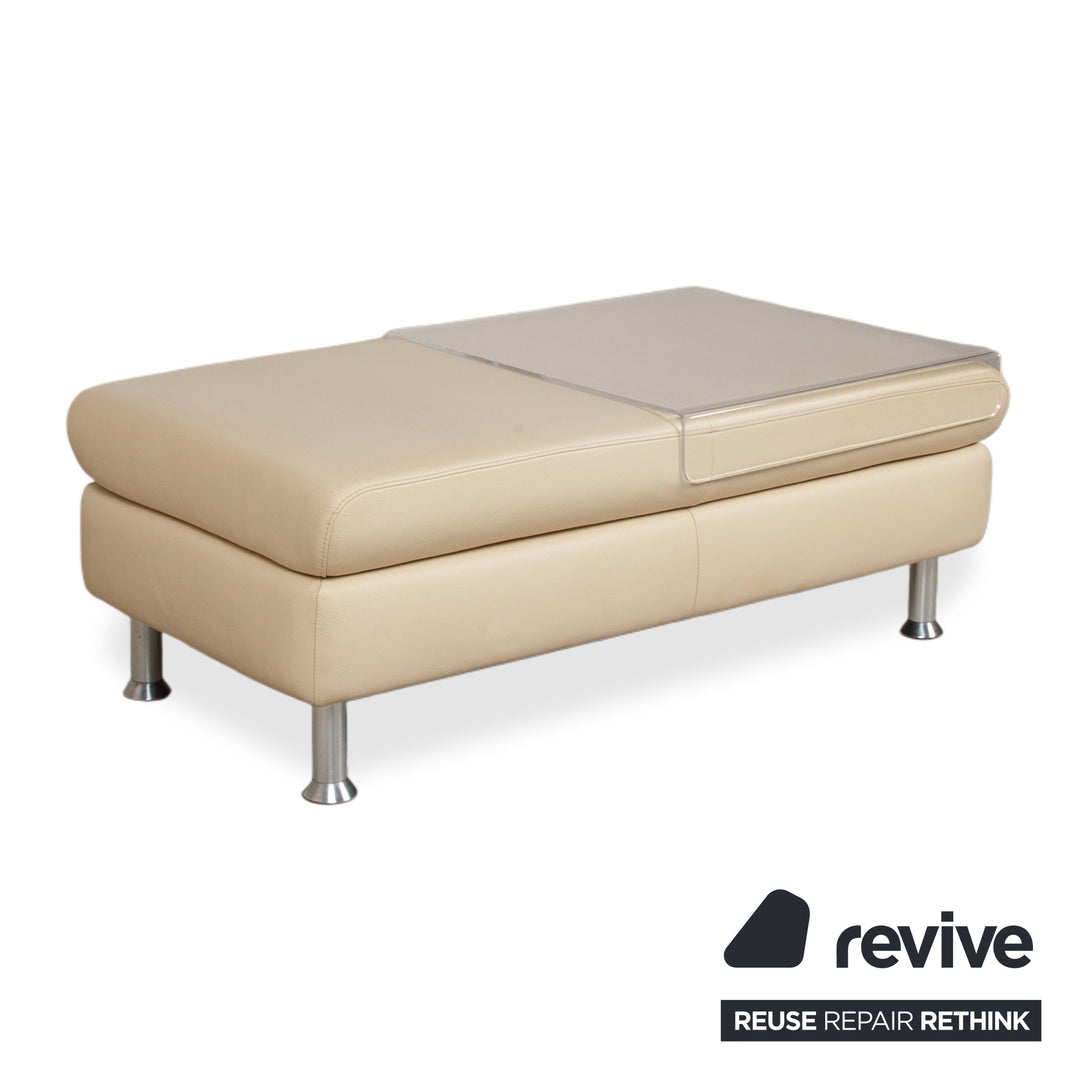 Willi Schillig Loop Leder Hocker Creme Beige