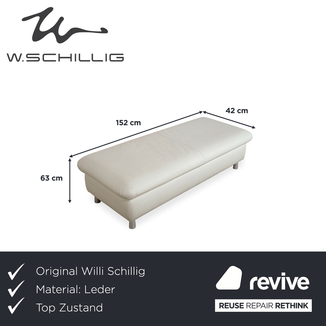 Willi Schillig Loop lederen hocker crème handmatige functie opbergruimte