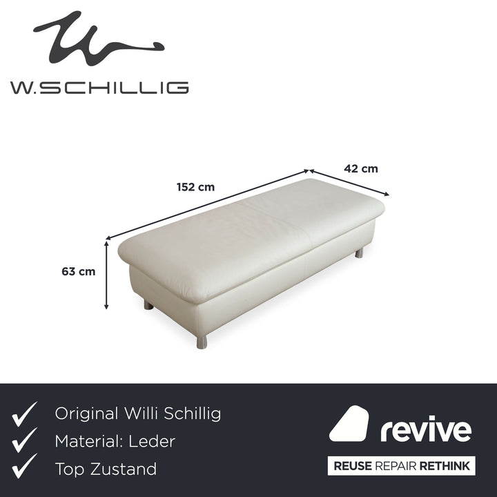 Willi Schillig Loop lederen hocker crème handmatige functie opbergruimte