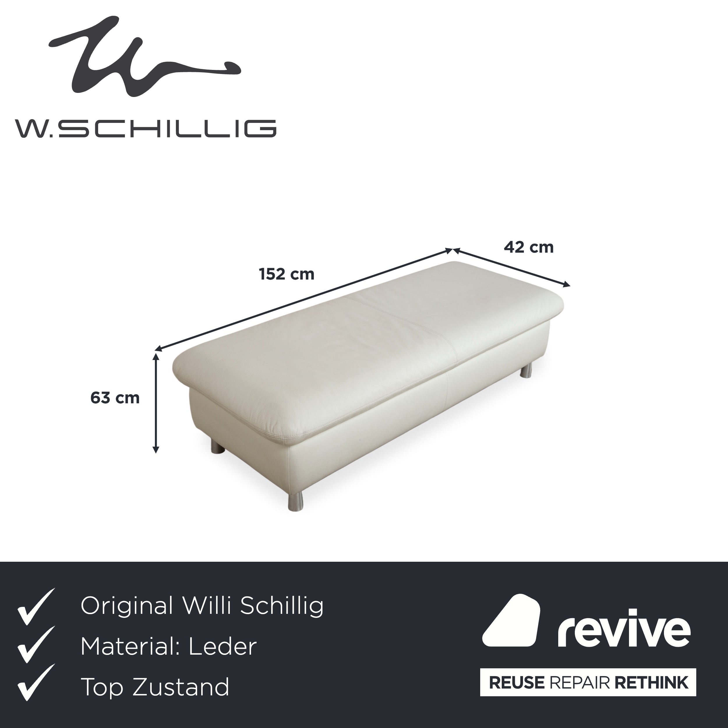 Willi Schillig Loop Pouf en cuir crème fonction manuelle espace de rangement