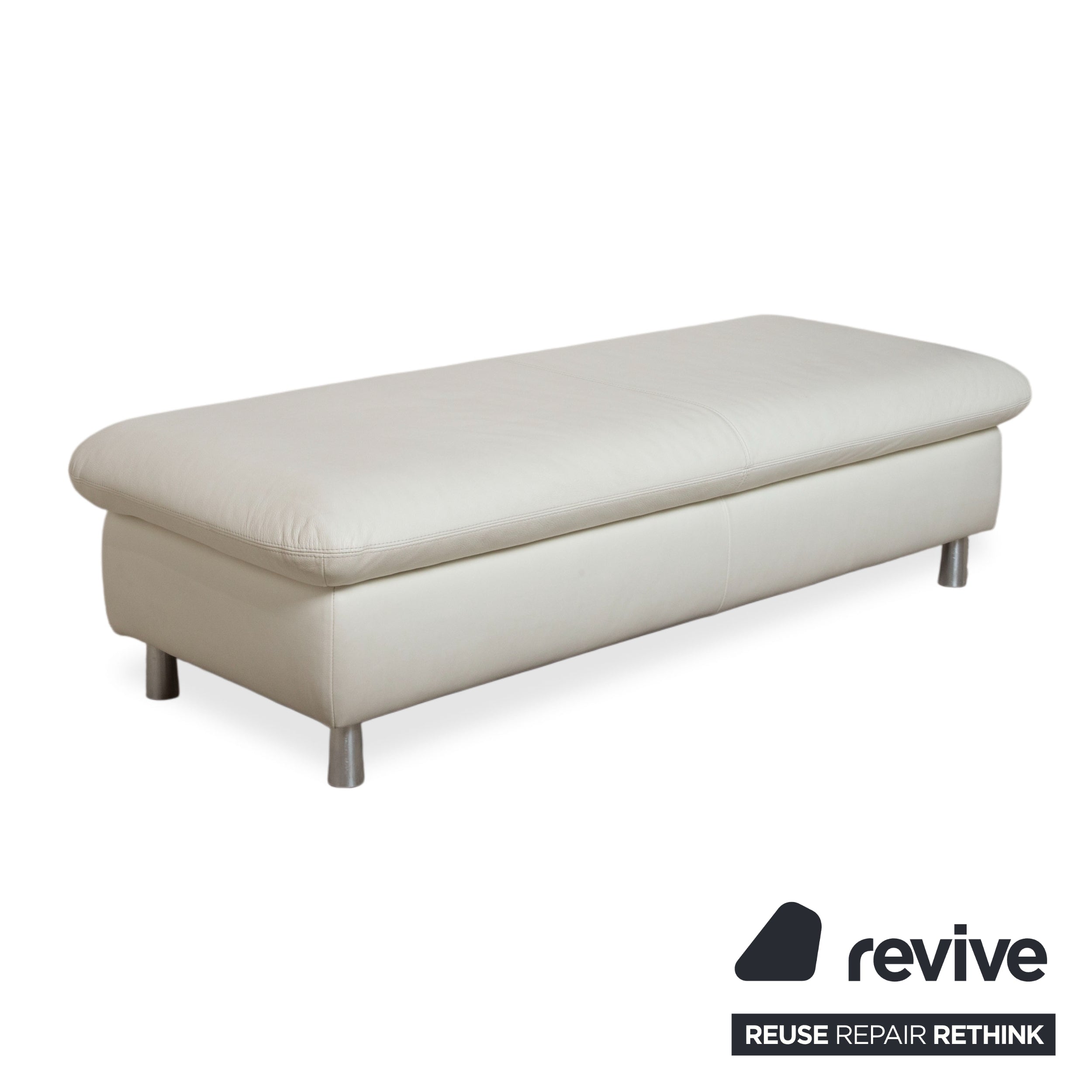 Willi Schillig Loop Pouf en cuir crème fonction manuelle espace de rangement