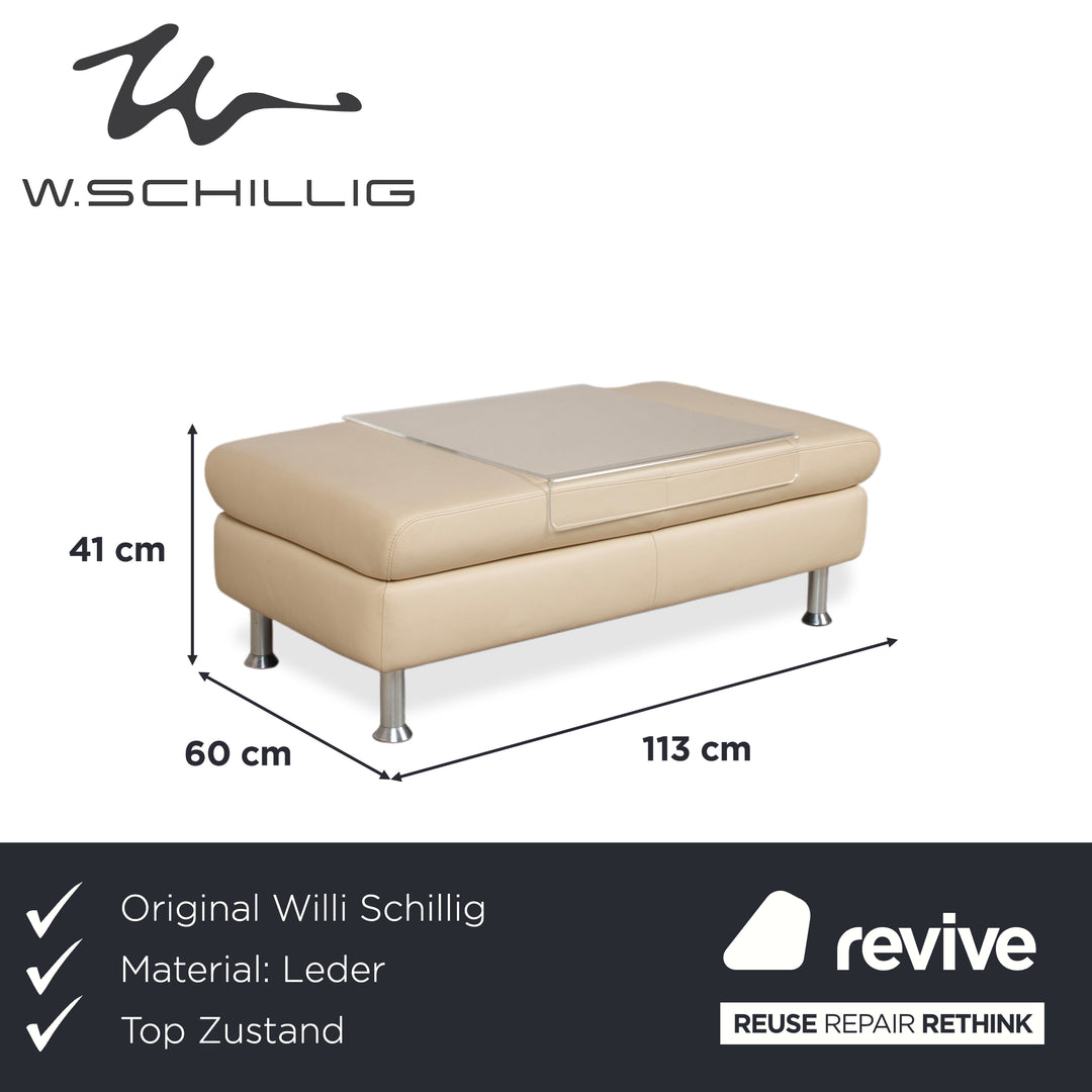 Willi Schillig Loop Leder Hocker Creme Beige