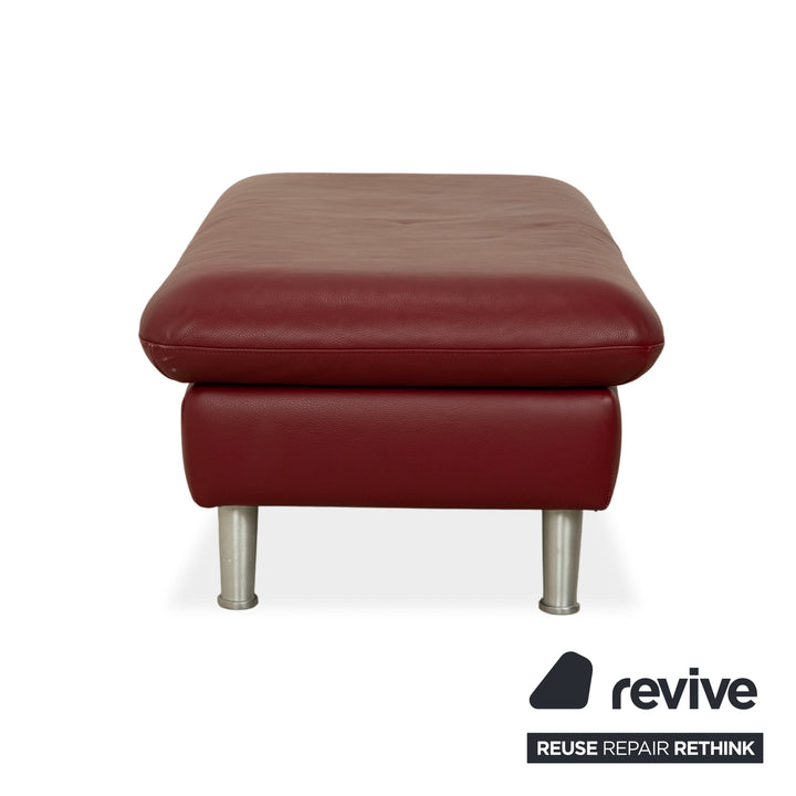 Tabouret en cuir à boucle Willi Schillig, rouge, bordeaux