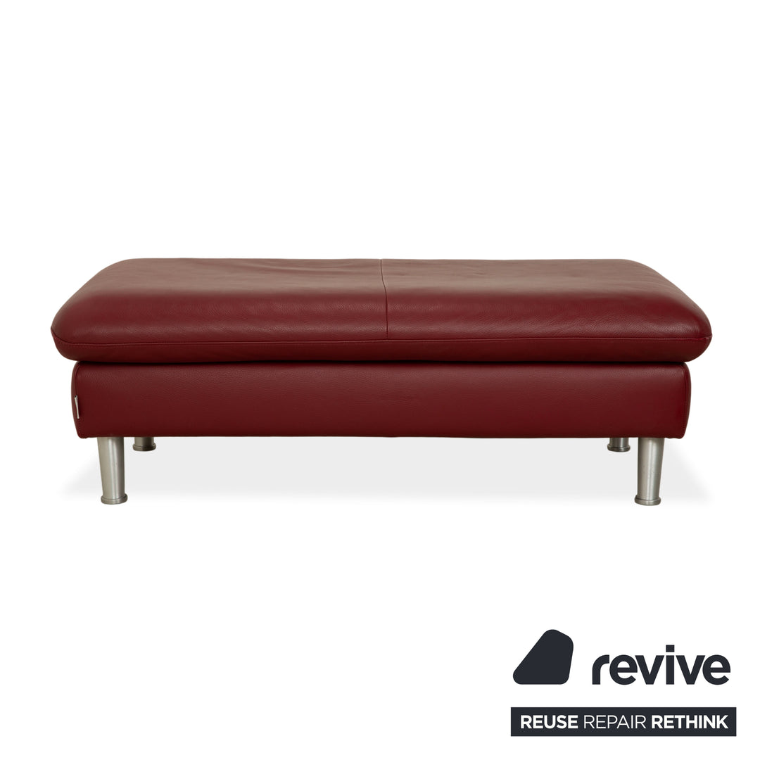 Tabouret en cuir à boucle Willi Schillig, rouge, bordeaux