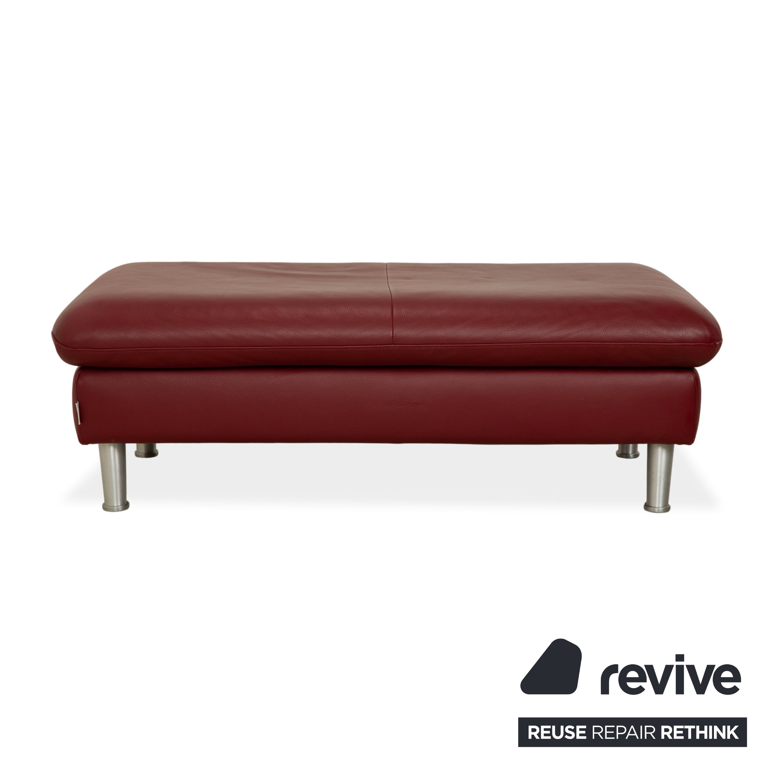 Tabouret en cuir à boucle Willi Schillig, rouge, bordeaux
