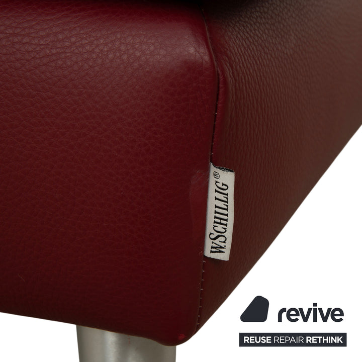 Tabouret en cuir à boucle Willi Schillig, rouge, bordeaux