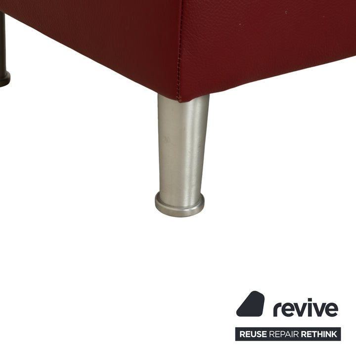 Tabouret en cuir à boucle Willi Schillig, rouge, bordeaux