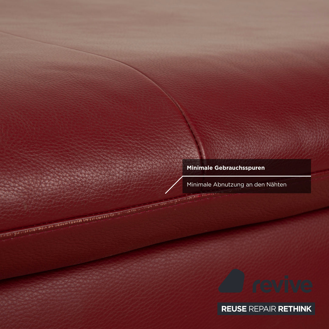 Willi Schillig Loop Leder Hocker Rot Weinrot