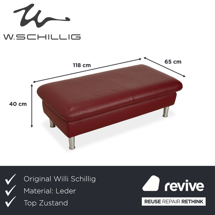 Tabouret en cuir à boucle Willi Schillig, rouge, bordeaux