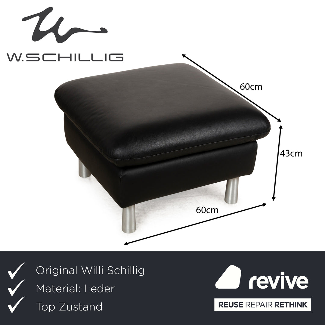 Willi Schillig Loop Leder Hocker Schwarz
