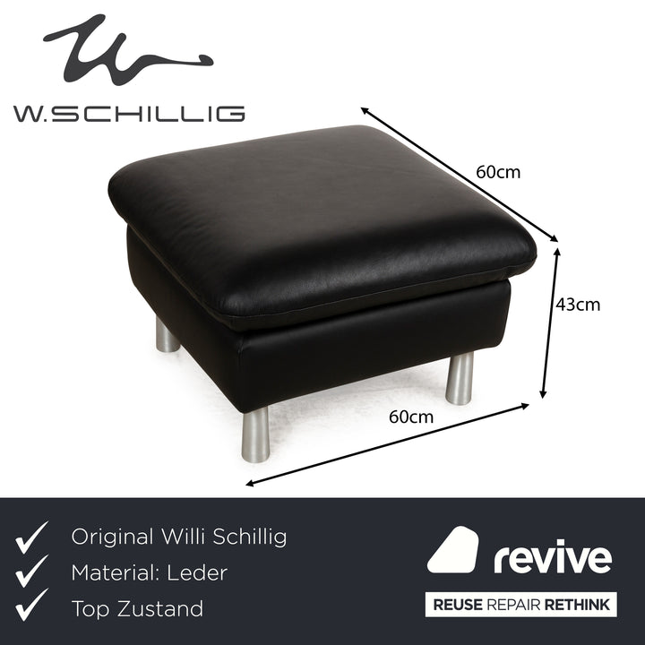 Willi Schillig Loop Leder Hocker Schwarz