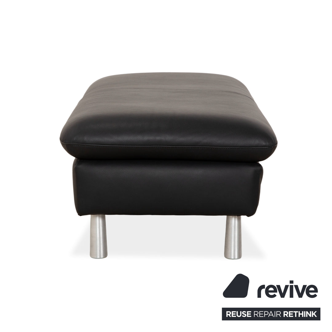 Willi Schillig Loop Leder Hocker Schwarz Anthrazit