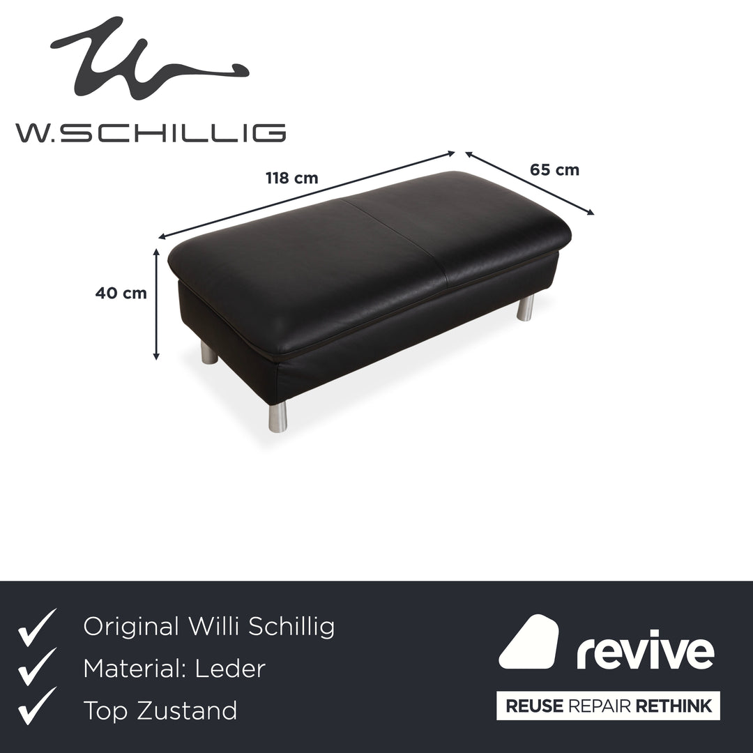 Willi Schillig Loop Leder Hocker Schwarz Anthrazit