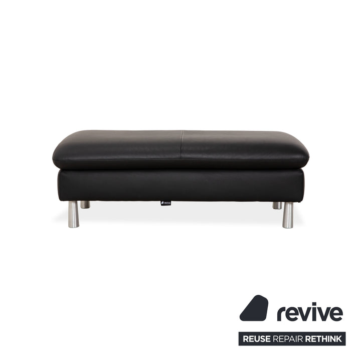 Willi Schillig Loop Leder Hocker Schwarz Anthrazit