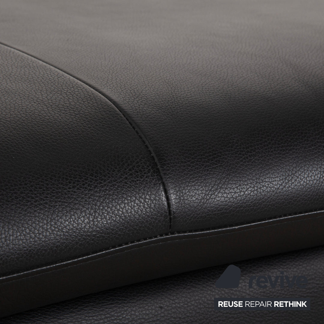 Willi Schillig Loop Leder Hocker Schwarz Anthrazit