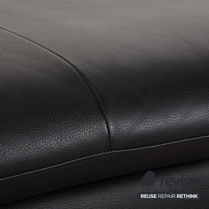 Willi Schillig Loop Leder Hocker Schwarz Anthrazit