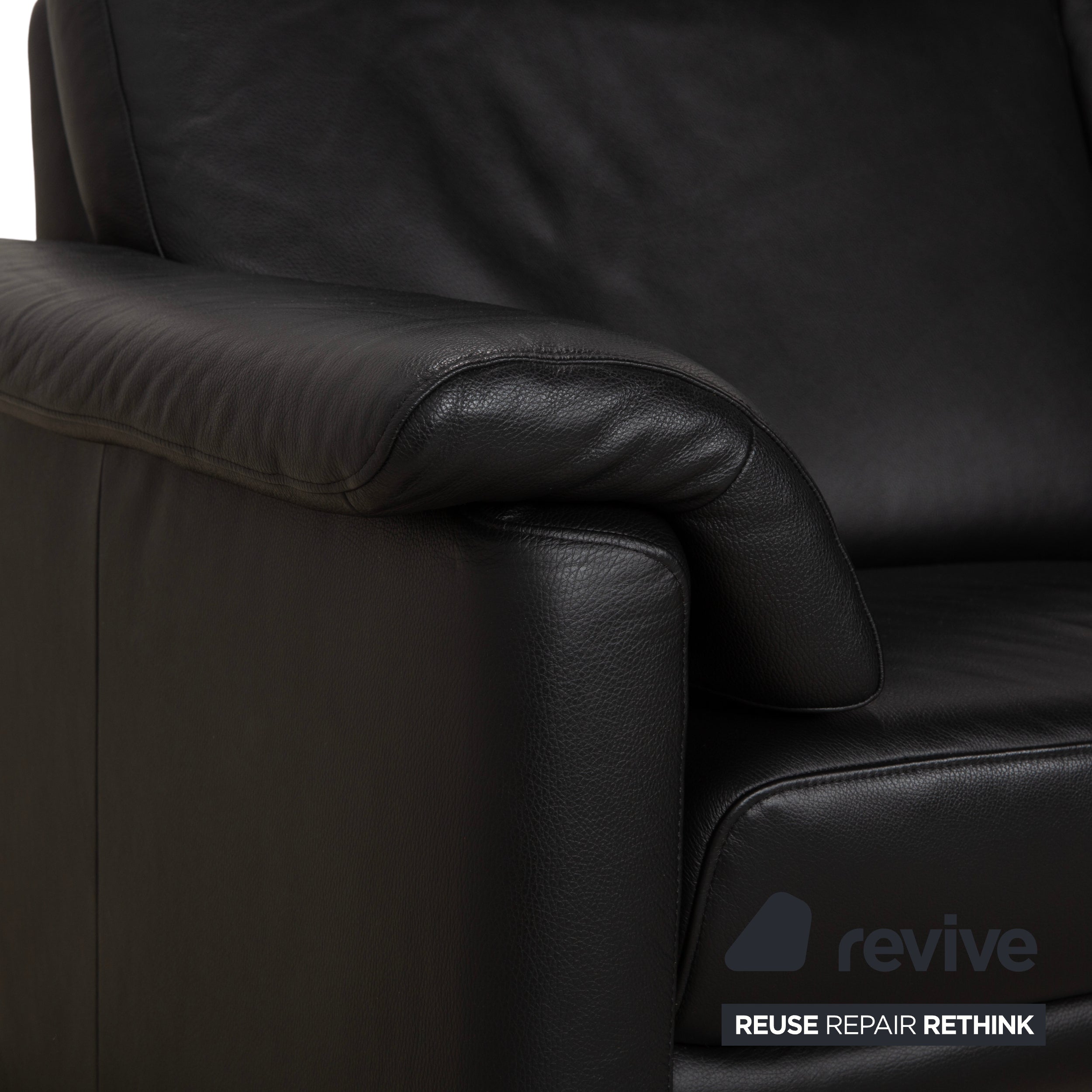 Willi Schillig Lucca Leder Zweisitzer Schwarz Sofa Couch Kopfstütze