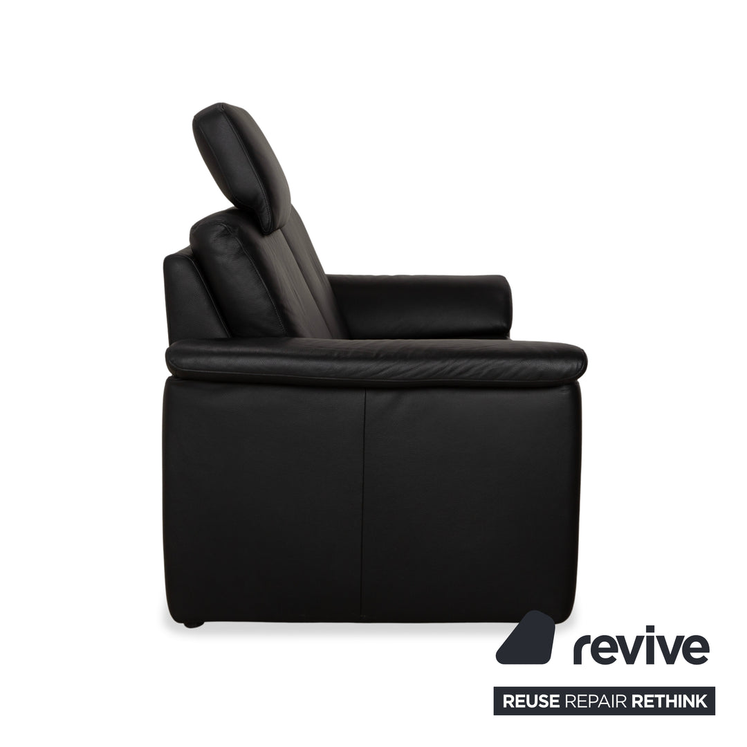 Canapé deux places en cuir noir Willi Schillig Lucca avec appuie-tête