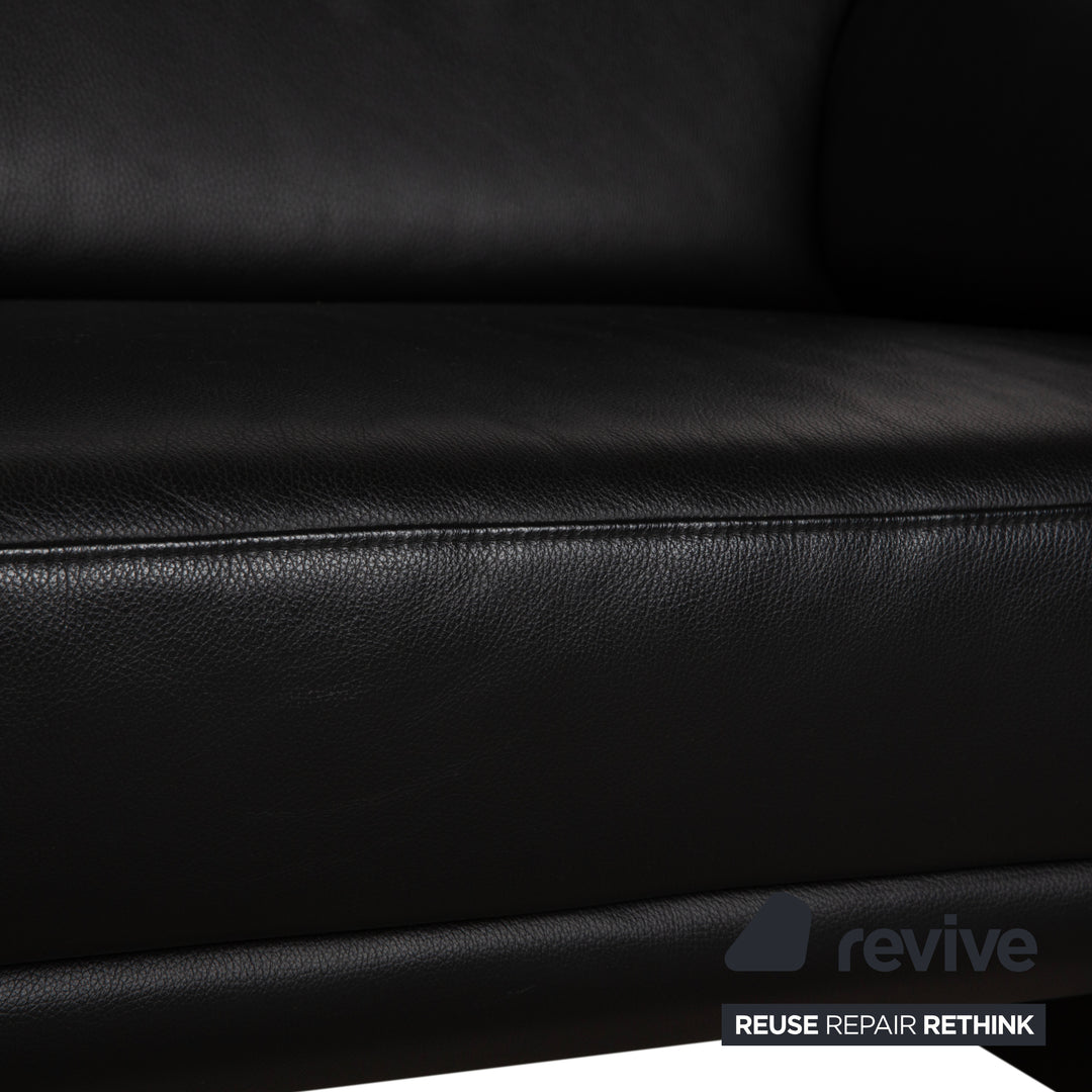 Willi Schillig Lucca Leder Zweisitzer Schwarz Sofa Couch Kopfstütze
