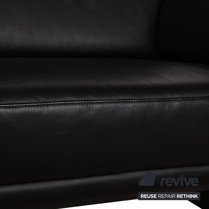 Willi Schillig Lucca Leder Zweisitzer Schwarz Sofa Couch Kopfstütze