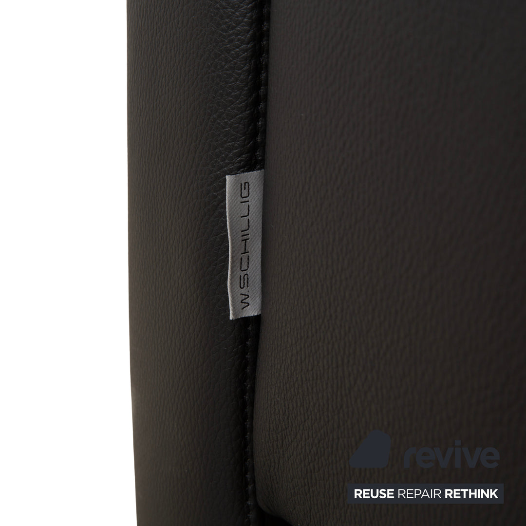 Canapé deux places en cuir noir Willi Schillig Lucca avec appuie-tête