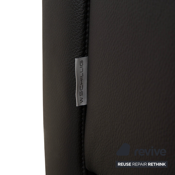 Canapé deux places en cuir noir Willi Schillig Lucca avec appuie-tête