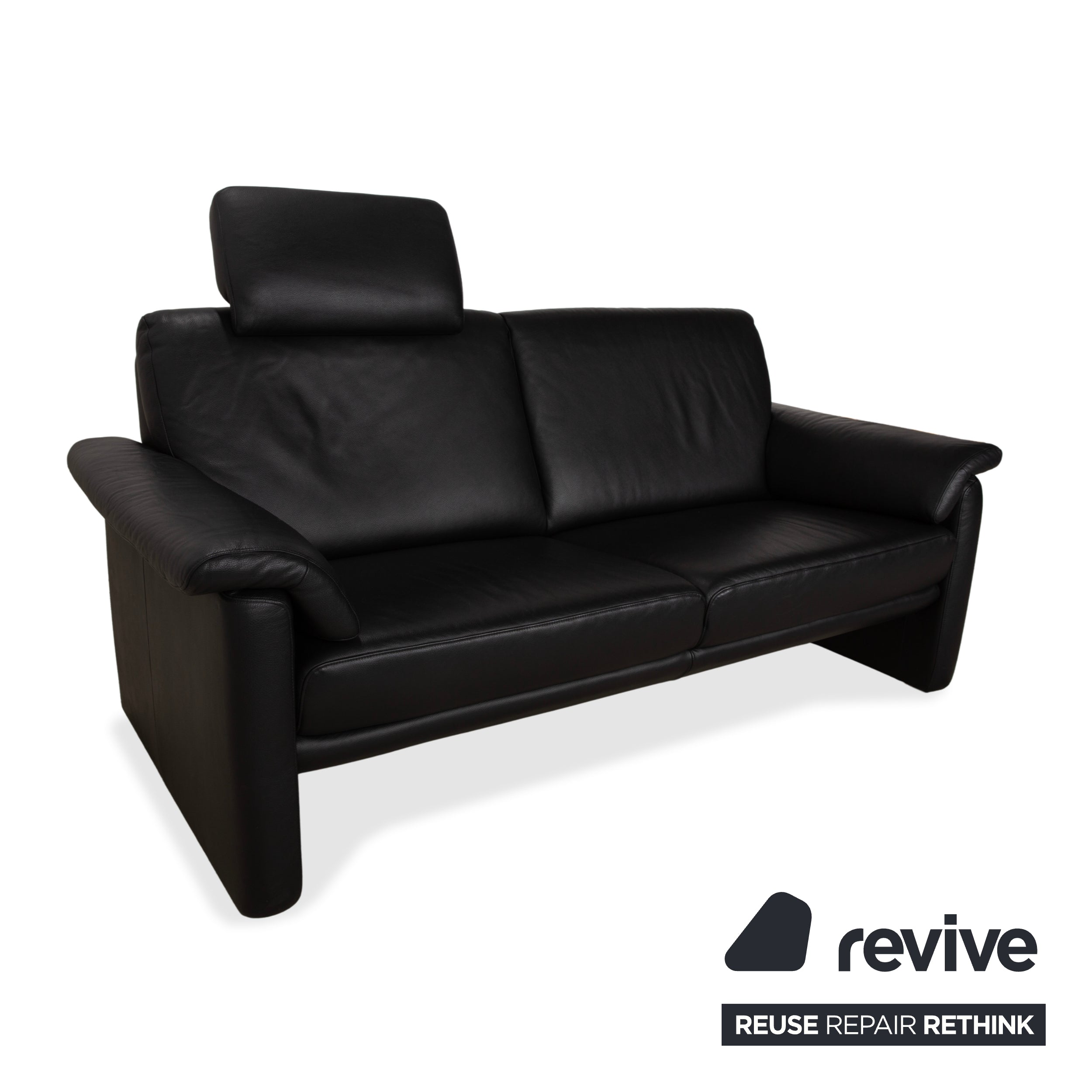Willi Schillig Lucca Leder Zweisitzer Schwarz Sofa Couch Kopfstütze