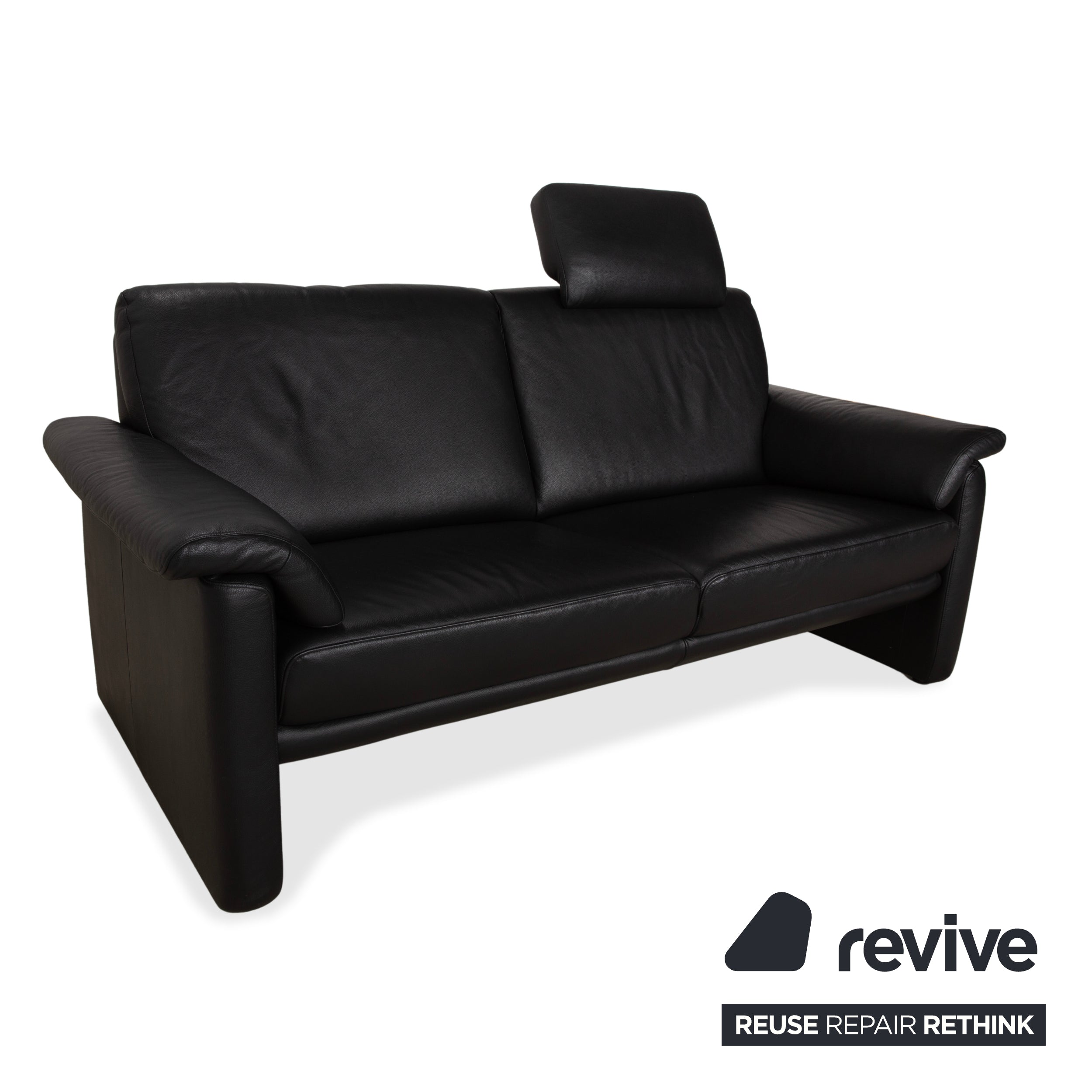 Willi Schillig Lucca Leder Zweisitzer Schwarz Sofa Couch Kopfstütze