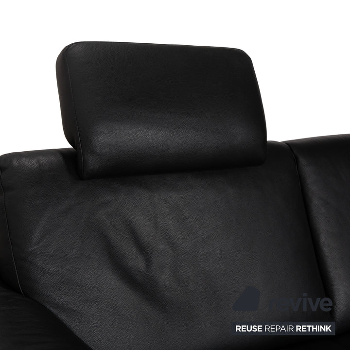 Willi Schillig Lucca Leder Zweisitzer Schwarz Sofa Couch Kopfstütze