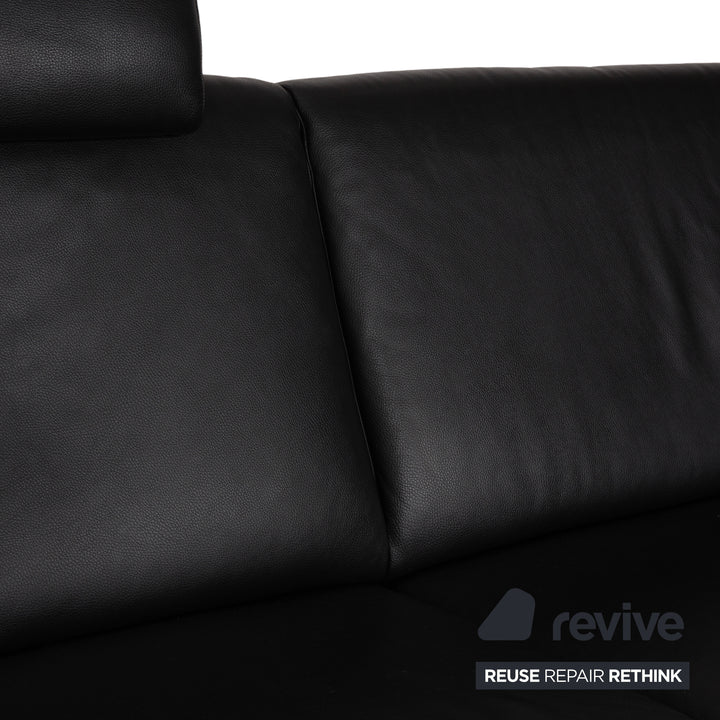 Canapé deux places en cuir noir Willi Schillig Lucca avec appuie-tête