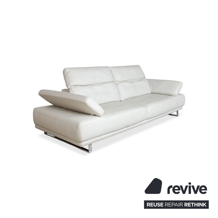 Willi Schillig Magnolia Cuir Canapé Trois Places Gris Clair Fonction Manuelle