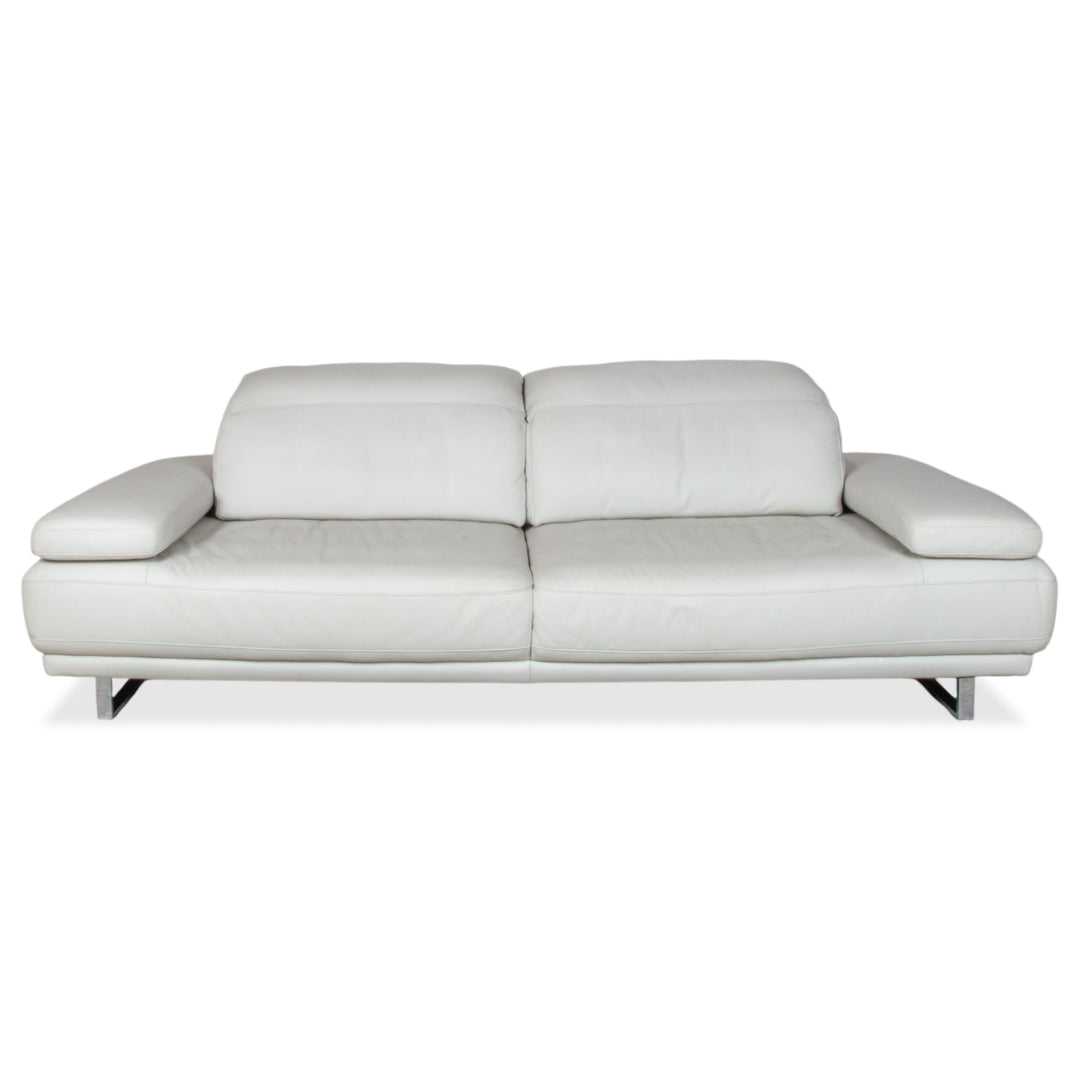 Willi Schillig Magnolia Cuir Canapé Trois Places Gris Clair Fonction Manuelle