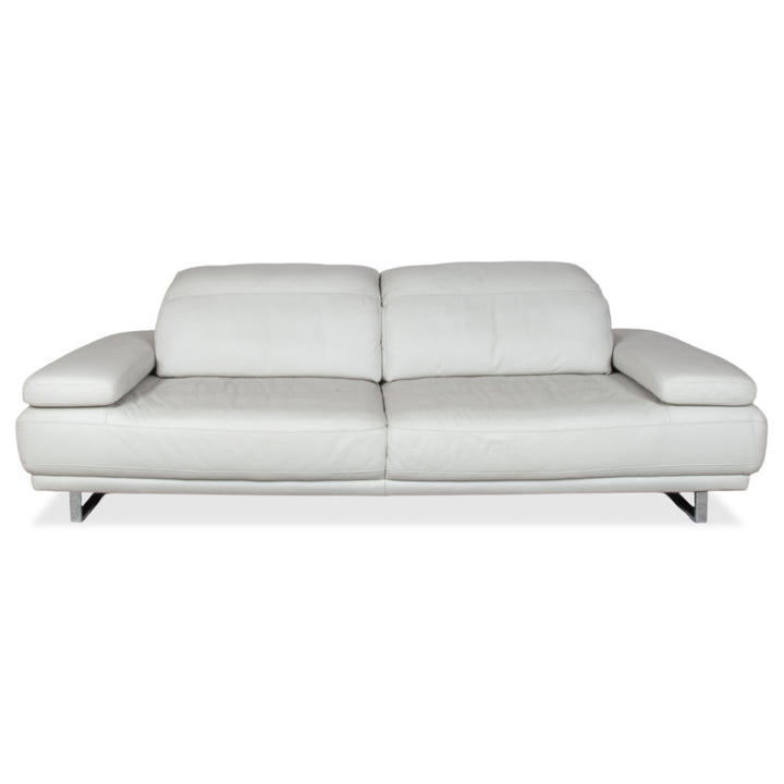 Willi Schillig Magnolia Cuir Canapé Trois Places Gris Clair Fonction Manuelle