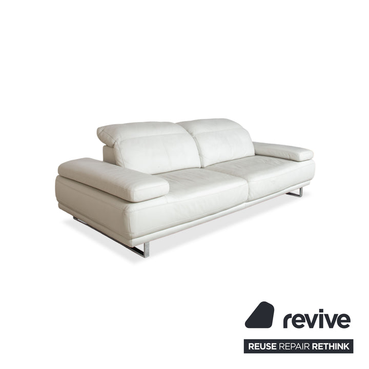 Willi Schillig Magnolia Cuir Canapé Trois Places Gris Clair Fonction Manuelle