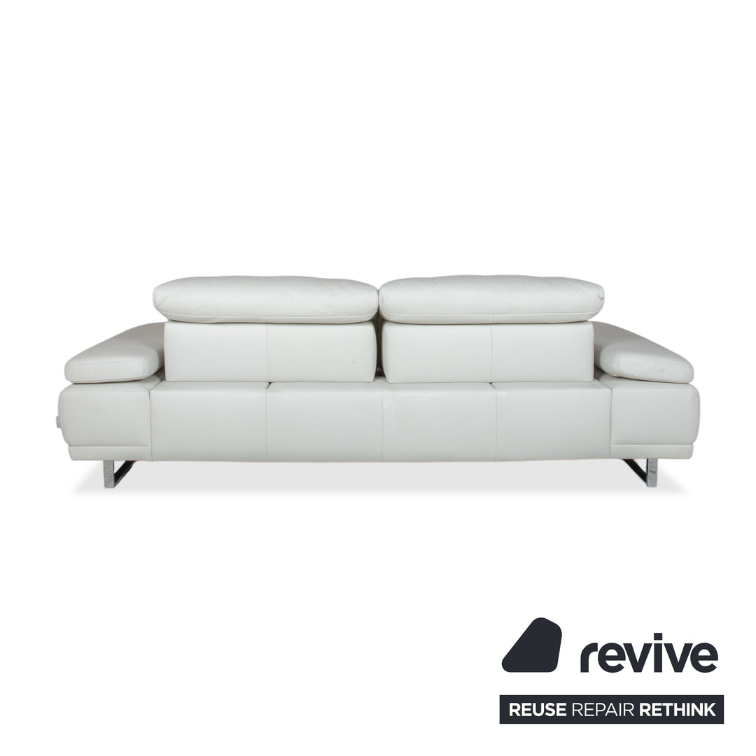 Willi Schillig Magnolia Leder Dreisitzer Hellgrau Knochen manuelle Funktion Sofa Couch