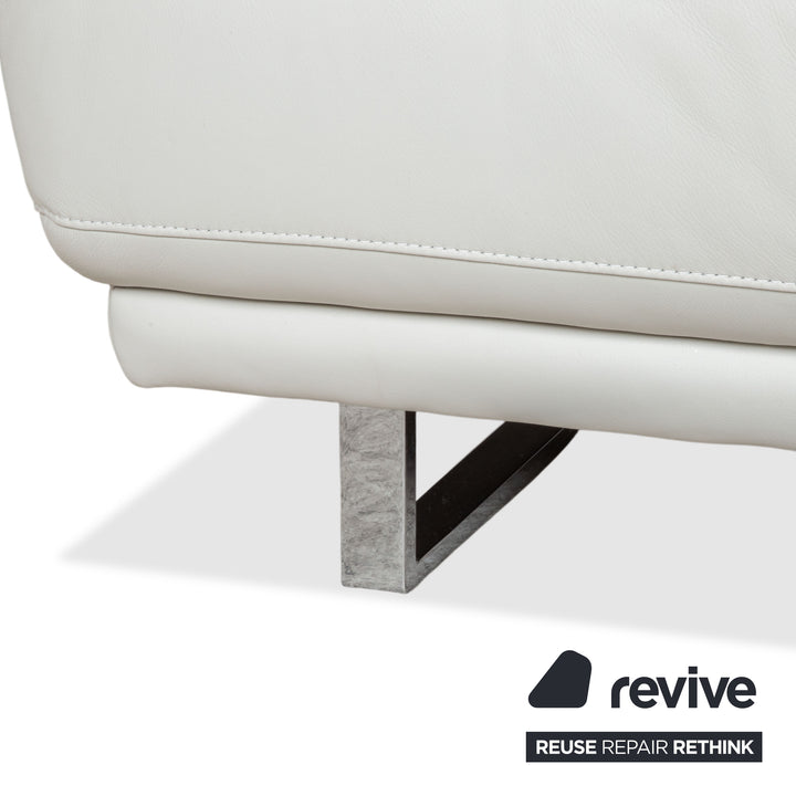 Willi Schillig Magnolia Leder Garnitur Drei- & Zweisitzer Hellgrau Knochen manuelle Funktion Sofa Couch