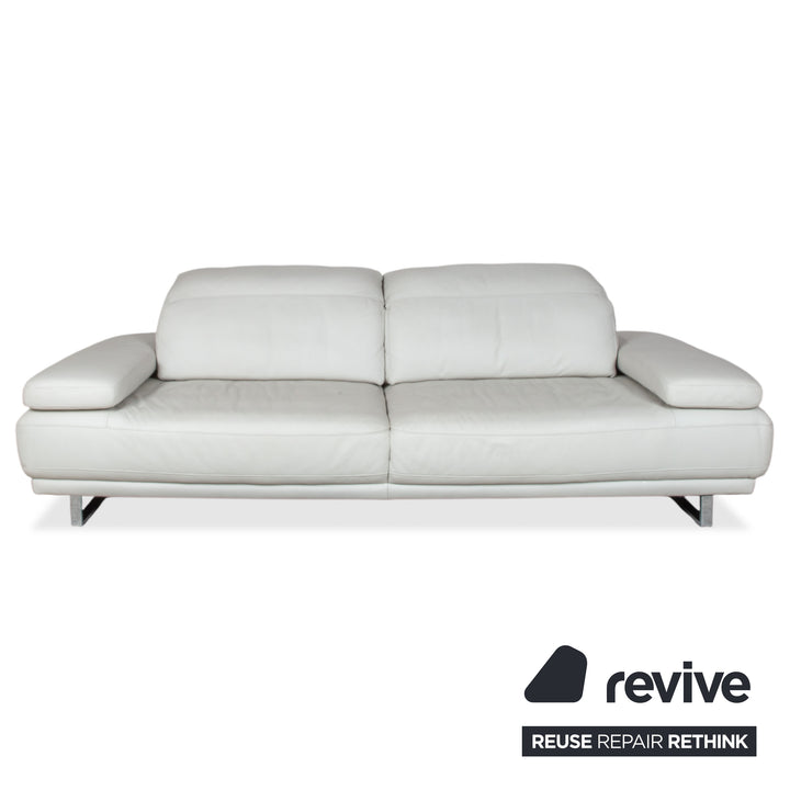 Willi Schillig Magnolia Leder Garnitur Drei- & Zweisitzer Hellgrau Knochen manuelle Funktion Sofa Couch