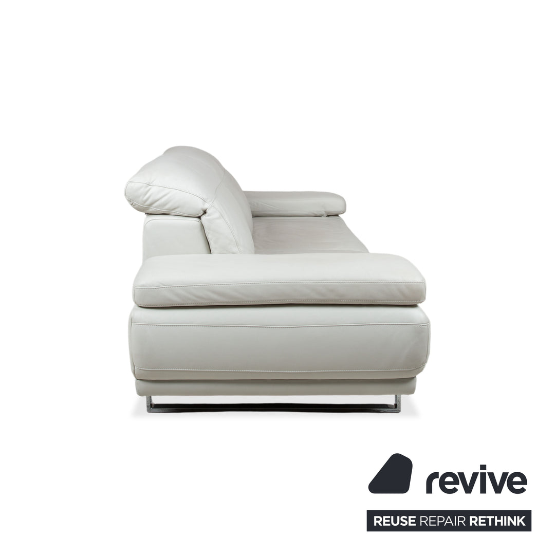 Willi Schillig Magnolia Ensemble Cuir Trois et Deux Places Gris Clair Os Fonction manuelle Canapé Sofa
