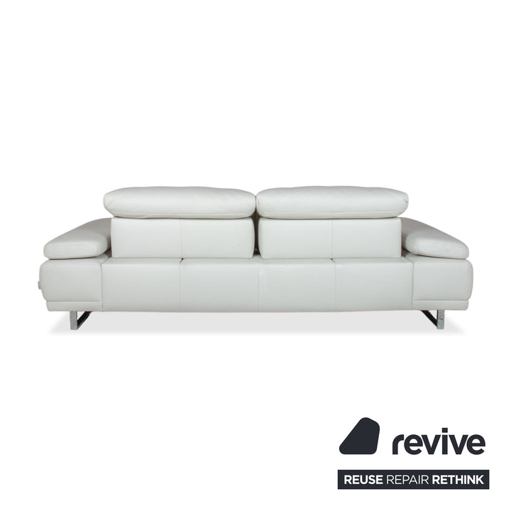 Willi Schillig Magnolia Leder Garnitur Drei- & Zweisitzer Hellgrau Knochen manuelle Funktion Sofa Couch