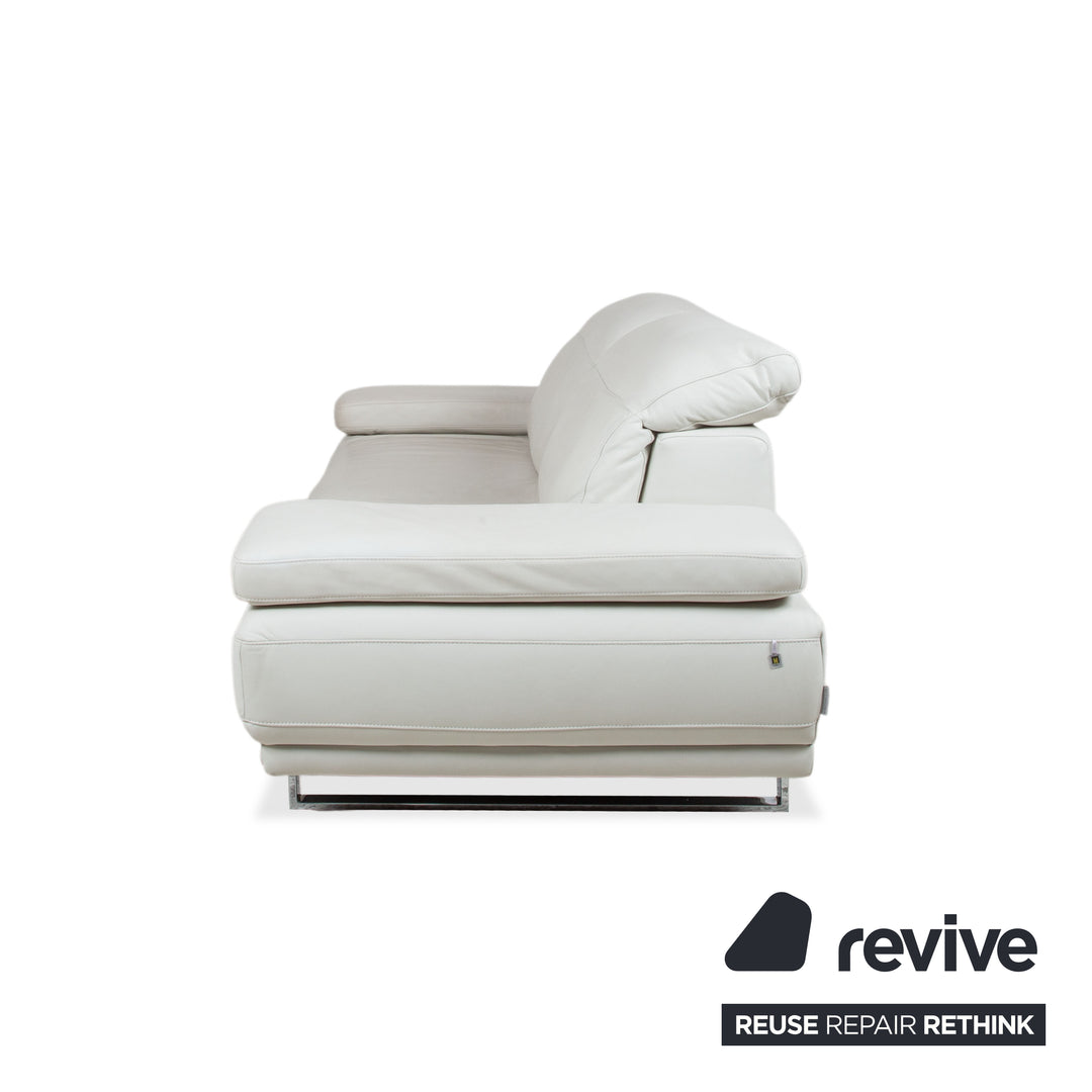 Willi Schillig Magnolia Leather Two-Seater Light Grey Cream Beige Manual Function Sofa Couch