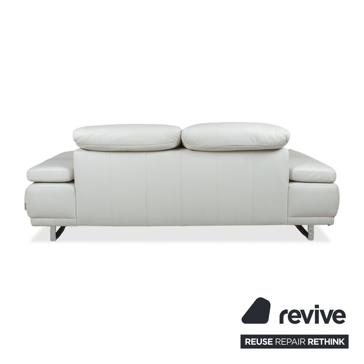 Willi Schillig Magnolia Leather Two-Seater Light Grey Cream Beige Manual Function Sofa Couch