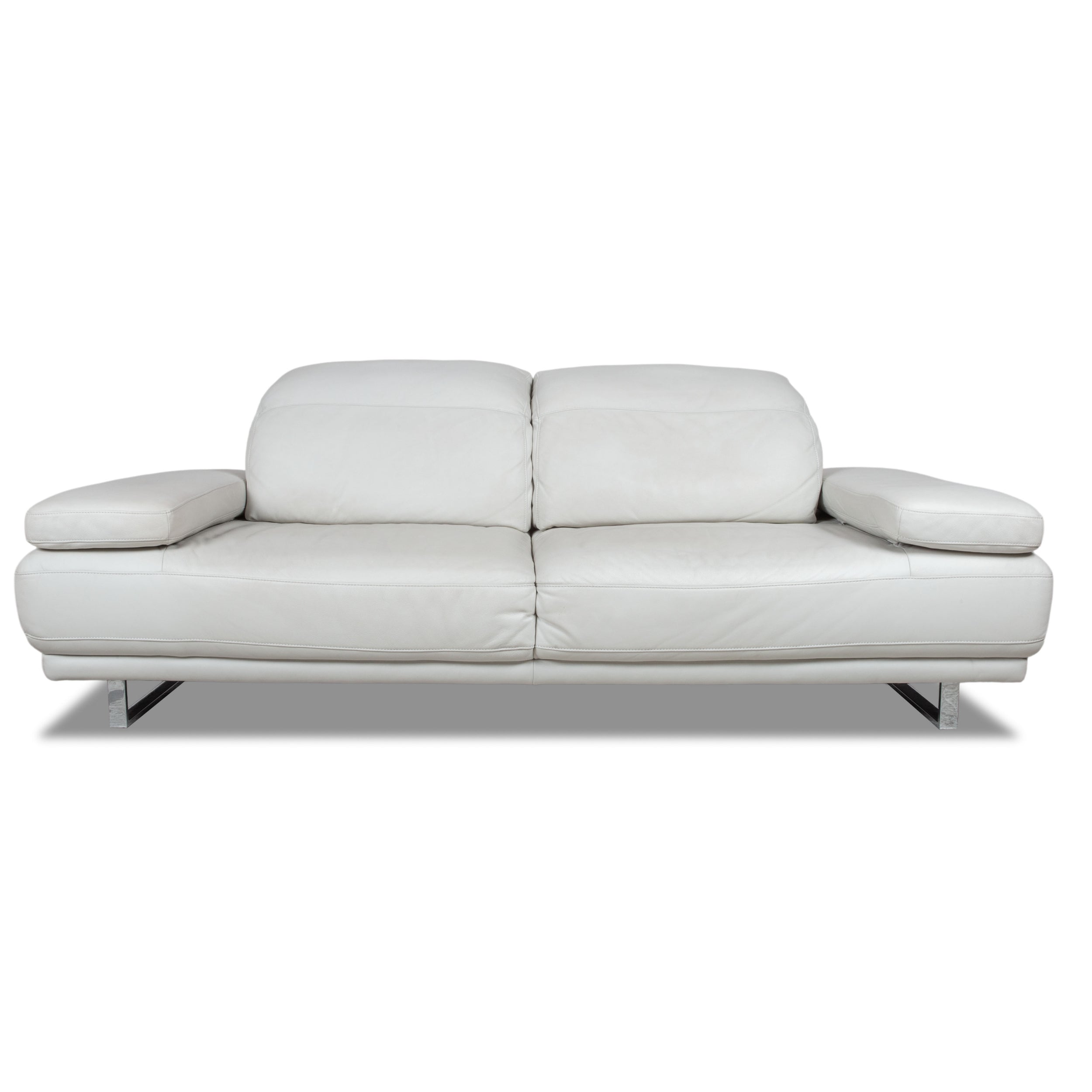 Willi Schillig Magnolia Leather Two-Seater Light Grey Cream Beige Manual Function Sofa Couch