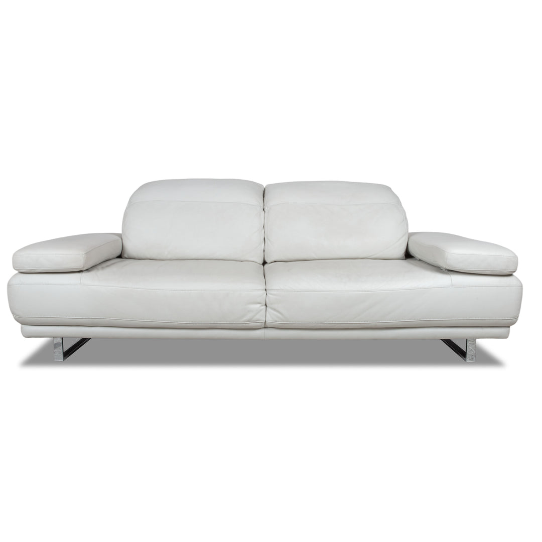 Willi Schillig Magnolia Leather Two-Seater Light Grey Cream Beige Manual Function Sofa Couch