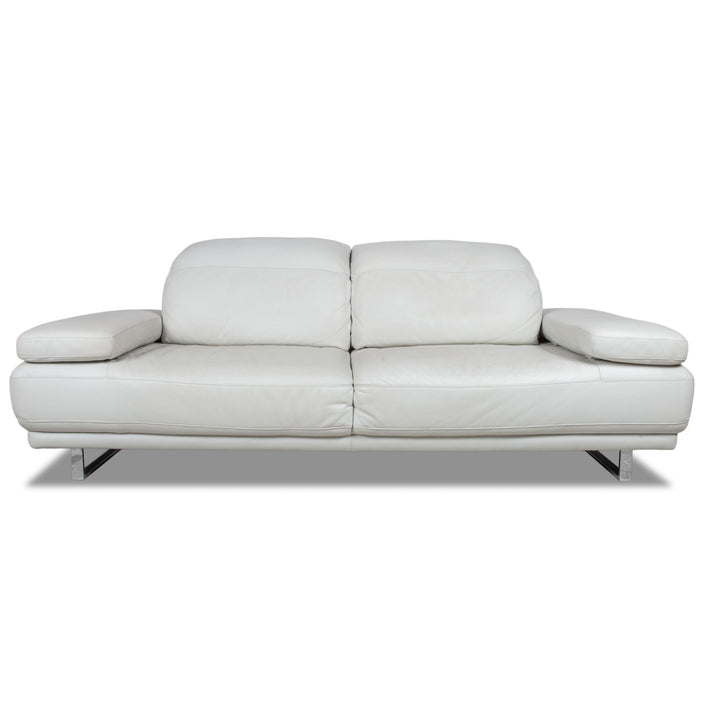 Willi Schillig Magnolia Leather Two-Seater Light Grey Cream Beige Manual Function Sofa Couch