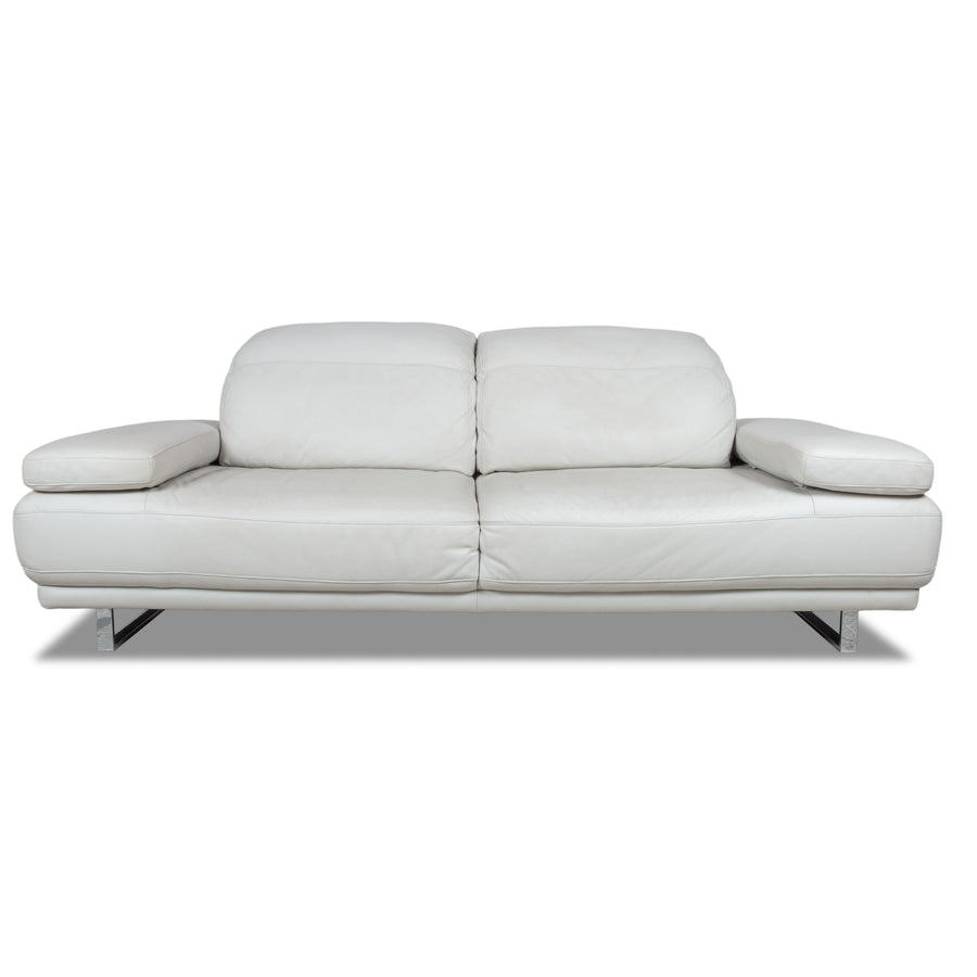 Willi Schillig Magnolia Leather Two-Seater Light Grey Cream Beige Manual Function Sofa Couch