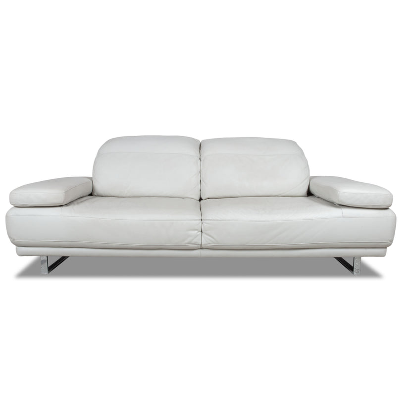 Willi Schillig Magnolia Leather Two-Seater Light Grey Cream Beige Manual Function Sofa Couch