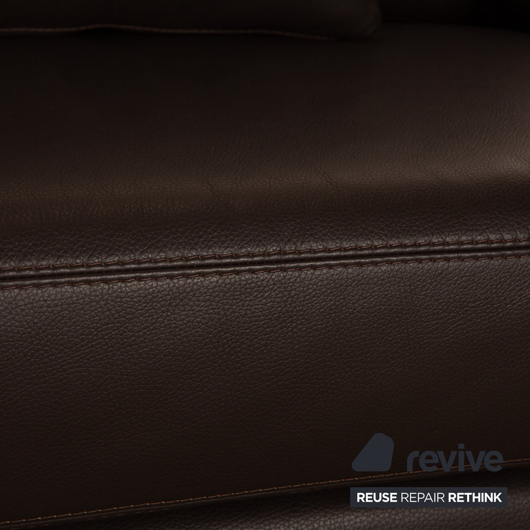Willi Schillig Matrixx Leather Three-Seater Brown Dark Brown Sofa Couch