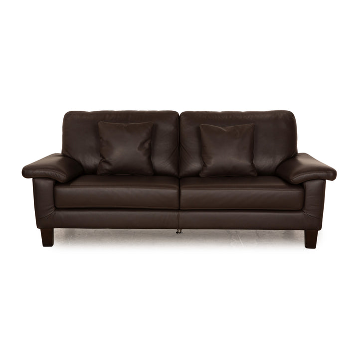 Willi Schillig Matrixx Leather Three-Seater Brown Dark Brown Sofa Couch