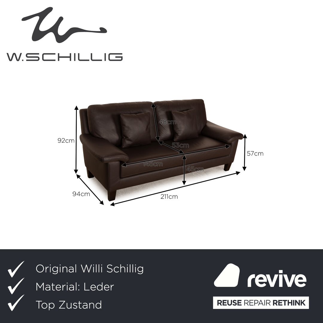 Willi Schillig Matrixx Leder Dreisitzer Braun Dunkelbraun Sofa Couch