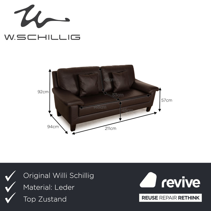 Willi Schillig Matrixx Leather Three-Seater Brown Dark Brown Sofa Couch